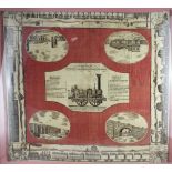 A rare c1830 handkerchief celebrating views of the Liverpool and Manchester Railway,