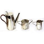 A George V hallmarked silver Art Deco bachelors coffee service comprising coffee pot,