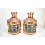 A pair of Richard Irvin & Sons Ltd copper mast lamps numbered 3683 and 3684, 'Port' and 'Starboard',