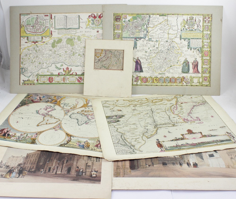 A John Speed miniature map 'Radnor Brek Nok Cardigan and Caernar',