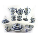 A quantity of c1920s Shelley 'Blue Pansy Chintz' pattern tea and coffee ware to include a teapot,