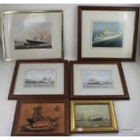 A group of signed limited edition maritime prints to include a picture of the Titanic after Ed