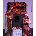 A Nativity group comprising models of Joseph, height approx 100cm, Mary and Jesus, also a Nativity