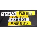 A fabulous 'FAB 60S' private registration plate owned since 1991 with Retention Document until 12/