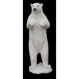 A large model polar bear stood upright on naturalistically modelled base, height approx 210cm.