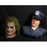 BATMAN; a bust of the Joker modelled after Heath Ledger in police uniform, height approx 42cm, and a