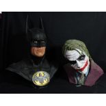 BATMAN; a plastic bust of Batman modelled after Val Kilmer, height 52cm, and a smaller bust of the