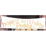 EMMERDALE; the banner inscribed 'Happy Birthday Paddy' as used on Emmerdale, length approx 320cm,