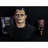 FRANKENSTEIN; a bust of Frankenstein's Monster, height 45cm, and plaster death mask, both modelled