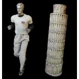 CHARIOTS OF FIRE; a large animated foam figure in athletic costume, height including base 200cm,