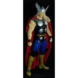 MARVEL; a large Thor figure of two part construction with helmet and hammer, height approx 215cm.