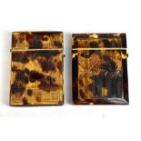 Two Victorian tortoiseshell card cases, each with embossed Gothic style decoration depicting a