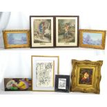 A group of decorative pictures and prints, mostly framed. (8)