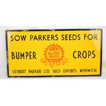 A 'Parkers East Coast Seeds Norwich' vintage advertising enamel sign further inscribed 'Sow