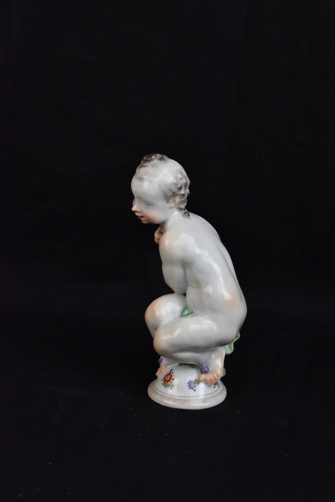 MEISSEN; an early 20th century figure of Cupid by Paul Scheurich, model no.F.275, circa 1920, blue - Image 2 of 5