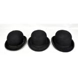 Three bowler hats to include a Lock & Co Hatters of James Street, London, a Preston & Day of