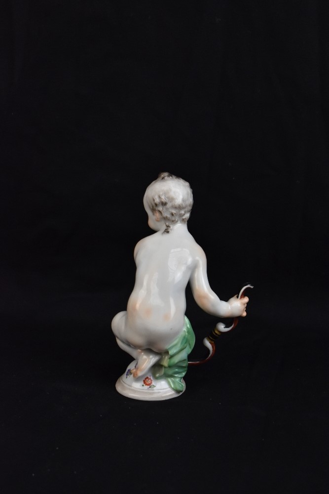 MEISSEN; an early 20th century figure of Cupid by Paul Scheurich, model no.F.275, circa 1920, blue - Image 3 of 5