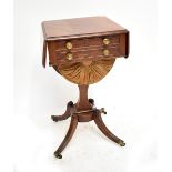 A 19th century mahogany drop leaf work/sewing table with two drawers on castors, 79.5 x 73cm (when