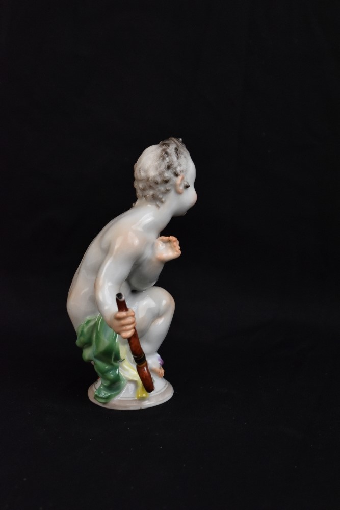 MEISSEN; an early 20th century figure of Cupid by Paul Scheurich, model no.F.275, circa 1920, blue - Image 4 of 5