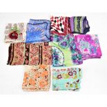 A group of nine silk scarves (9).