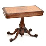 A 19th century walnut, burr walnut and mahogany crossbanded card table with replaced green baize