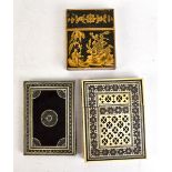 A 19th century Tunbridge Ware and ivory card case, with floral decoration, 10 x 8cm, with a