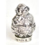 CORNELIUS SAUNDERS & FRANK SHEPHERD; a George V hallmarked silver novelty mount or finial modelled