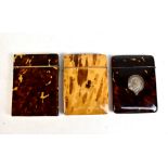 Two 19th century tortoiseshell card cases, each of typical form, one with white metal applied