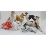 A Beswick matte collie, height approx 16cm, a Lomonosov gloss seated example,