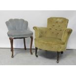 An early 20th century button-back armchair,