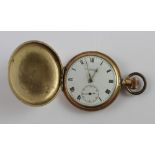 A gold plated full hunter gentlemen's pocket watch,