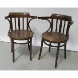 Two Michel Thonet style 19th century café chairs with hoop backs, on bentwood supports,
