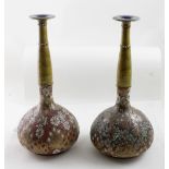 Royal Doulton; a pair of Doulton Lambeth lace vases (one af ) (2).