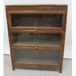 A Globe Wernicke style oak three-tier bookcase, 112 x 88cm.