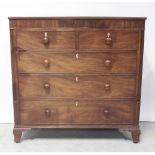 A George III mahogany caddy topped chest of two over three drawers raised on ogee bracket feet,