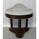 A Victorian mahogany marble topped duchess wash stand with galleried back, height 92cm.