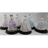 Six Royal Worcester limited edition figures to include 'Belle of the Ball', no 220/12,500,