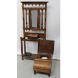 An early 20th century Arts & Crafts style mahogany hall stand,