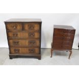 A 20th century mahogany two-over-three chest of drawers, length 90cm,