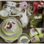 A small collection of 'Old Country Roses' dressing table furniture including tray, ring tray,