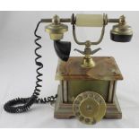 A mid/late 20th century green onyx rotary dial telephone, height 27cm.