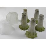 A set of five early 20th century green glass tulip lamp shades,