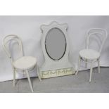 A pair of white painted bentwood chairs,