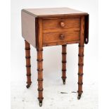 HOWARD & SONS; a Victorian pitch pine drop leaf side table, with single cupboard door modelled as