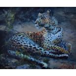 ROLF HARRIS; signed limited edition print, 'Leopard Reclining at Dusk', no.14/20 AP, signed lower