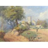 19TH CENTURY ENGLISH SCHOOL; oil on canvas, God's Hill Church, Isle of Wight, indistinctly signed