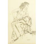 WRF; pencil study, female figure, bearing initials lower right, 21 x 13cm, mounted but unframed.