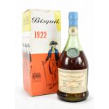 BISQUIT; a single boxed bottle of 1922 Cognac bearing green seal and stamped 'Selected for Great