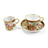 WORCESTER; a Flight & Barr trio, decorated in the 'Rich Japan' pattern comprising tea cup, coffee