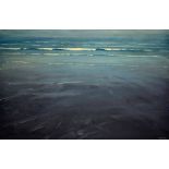 MIKE HINDLE (born 1966); oil on canvas, 'Water's Edge', signed lower right, 75 x 119cm, framed. (D)